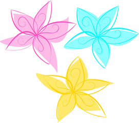 Buds of fantasy flat flowers, template. Botanical Floral Decoration. Flowers with shifted fillings.