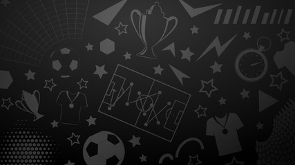 Background of football or soccer symbols in black colors
