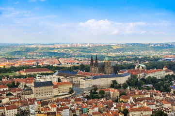 Fototapeta na wymiar Panorama Of Prague Old Town And Vltava River, Czech Republic.