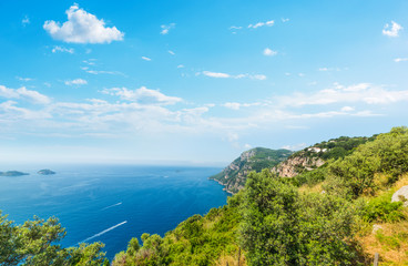 Blue sky over world famous Amalfi Coast