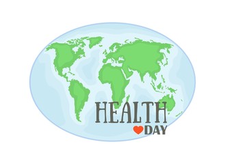 World Health Day. Planet Earth topographic drawing. Vector illustration