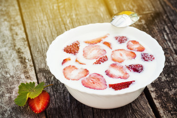 Delicious sweet milky strawberry soup
