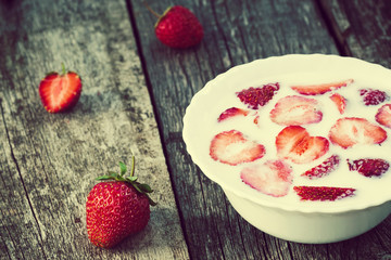 Delicious sweet milky strawberry soup