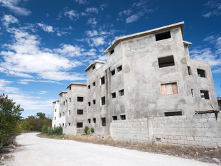 Abandoned and unfinished construction of typical caribbean building