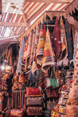 Fototapeta na wymiar a typical store selling handmade stuff in marrakech, morocco