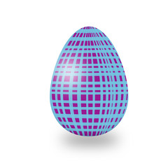 Easter egg with abstract geometric ornament with blue and purple lines on white background