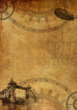Vintage steampunk astrolabe map, travel paper canvas, compass grunge old retro wallpaper