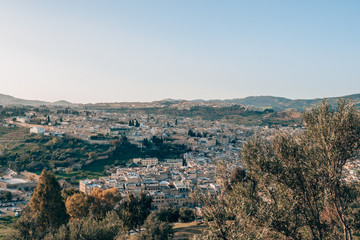 Obraz premium aerial landscape shot of the cityscape of fez, morocco