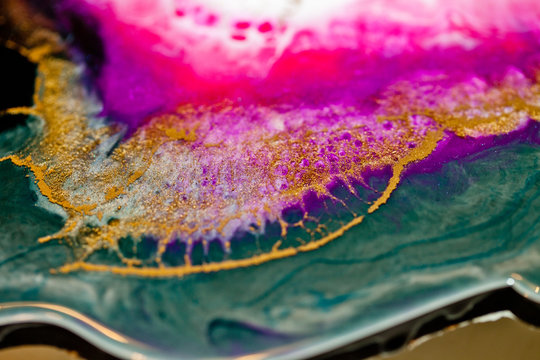 Epoxy resin art. Abstract composition for your design. Macro photo