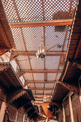 One of the winding alleys of the ancient moroccan Medina in the northern city Fes.