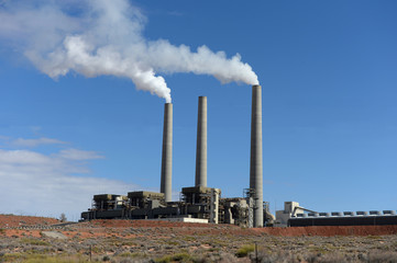 Electric plant wit chimney stack