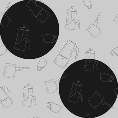 Coffee time seamless pattern, great design for any purposes. Seamless vector background