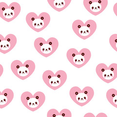 cute panda bears and hearts seamless pattern