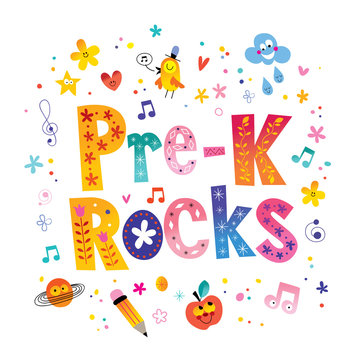 Pre K rocks unique lettering kids design