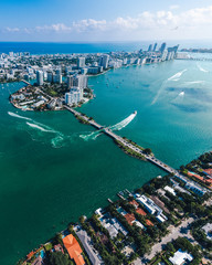 Aerial view of Miami islands on a sunny day