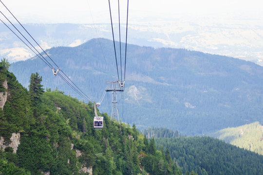 Gondola lift in the High Tatras mountains in Zakopane, Poland