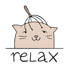 funny cat in relax moment