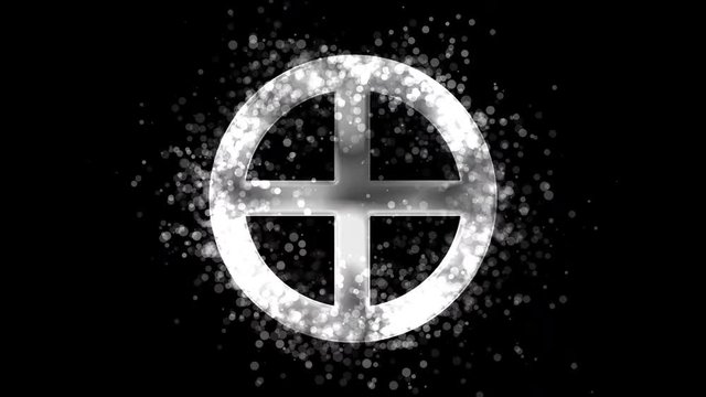 Silver solar cross, pagan religious religious symbol on transparent background.