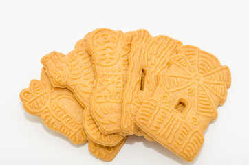 Biscuits speculoos isolated on white background.  Speculoos - Speculaas – Spekulatius.