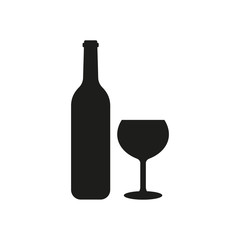 Wine bottle alcohol vector illustration. Flat design icon. Isolated.