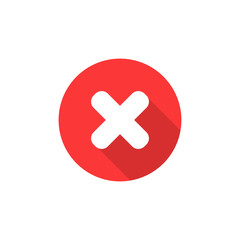 Obraz premium Red cross in circle. Vector illustration. Flat design icon. Isolated