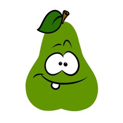 cheerful Green pear fruit character cartoon illustration isolated image