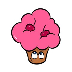 Merry Cherry Cake cream cartoon illustration isolated image