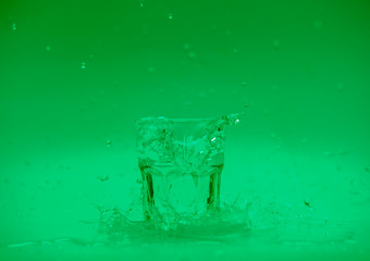  water on green background