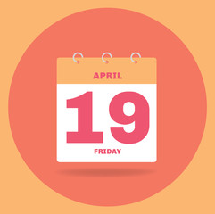 Fototapeta na wymiar Day calendar with date April 19.