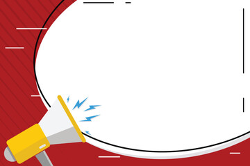 Blank White Huge Oval Shape Sticker and Megaphone Shouting with Volume Icon Design business Empty template isolated Minimalist graphic layout template for advertising