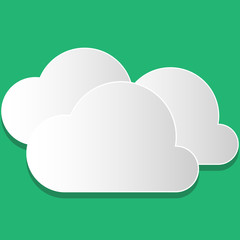 Blank White Fluffy Clouds Cut Out of Board Floating on Top of Each Other Design business Empty copy space text for Ad website promotion isolated Banner template.