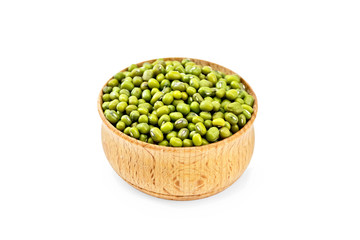 Mung beans in wooden bowl