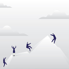 Obraz premium Business People Climbing Color Mountain by Themselves Holding Invisible Rope Business Empty template for Layout for invitation greeting card promotion poster voucher
