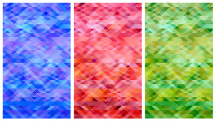 Elegant blue red green abstract polygon set vector background
