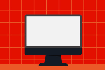 Blank Space Desktop Computer Colorful Monitor Screen Freestanding on Table Design business concept Empty copy text for Web banners promotional material mock up template