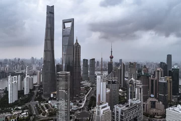 Foto op Plexiglas Aerial View of Shanghai Cityscape, view from Pudong New Area © Bob