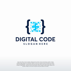 Digital Code logo designs concept vector, Pixel Technology logo template