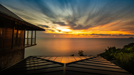 Fototapeta na wymiar Sunset View at Seychelles