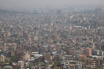 Kathmandu Nepal SEP 28 2018 Kathmandu the capital of Nepal.Landscape view of Kathmandu skyline before sunset Nepal