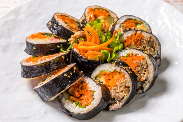韓国ののり巻き　Korean foods gimbap(kimbap)