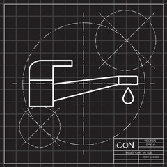 Faucet with dripping water illustration. Hand wash icon