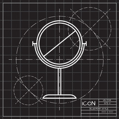 Table mirror icon. Blueprint style. Vector illustration