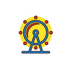 Ferris wheel icon. Line, solid and filled outline colorful version, outline and filled vector sign