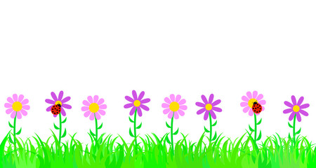 Obraz na płótnie Canvas Seamless grass and flowers.