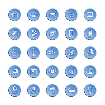 Internet of things web icon set. Icon set of automation system and smart home control. Vector illustration