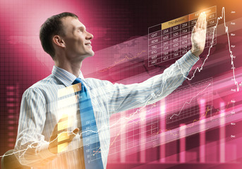 Businessman using media interface