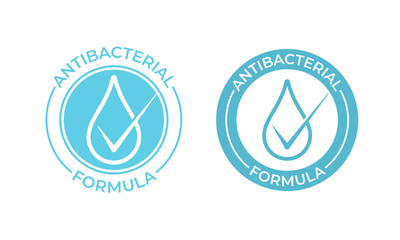 Antibacterial vector icon. Anti bacterial formula sign, hand soap and chemical products package seal