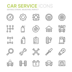 Collection of car service line icons. 48x48 Pixel Perfect. Editable stroke