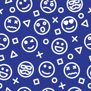 Emoji Outline Seamless Pattern