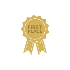 First place win gold badge icon or sign